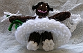 Black Bride in White Wedding Gown with Veil and Bouquet - Bottom